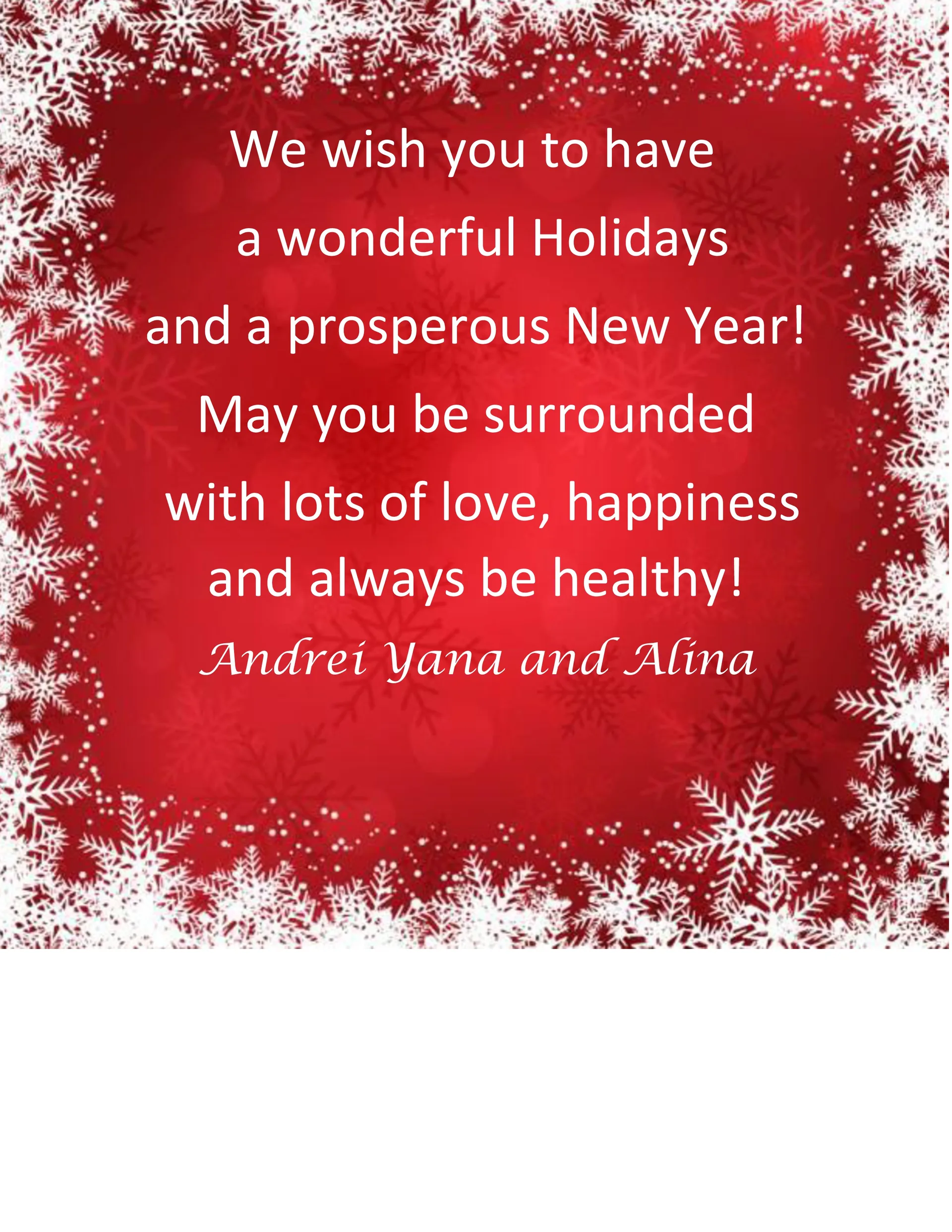 Happy Holidays and Happy New Year!!!